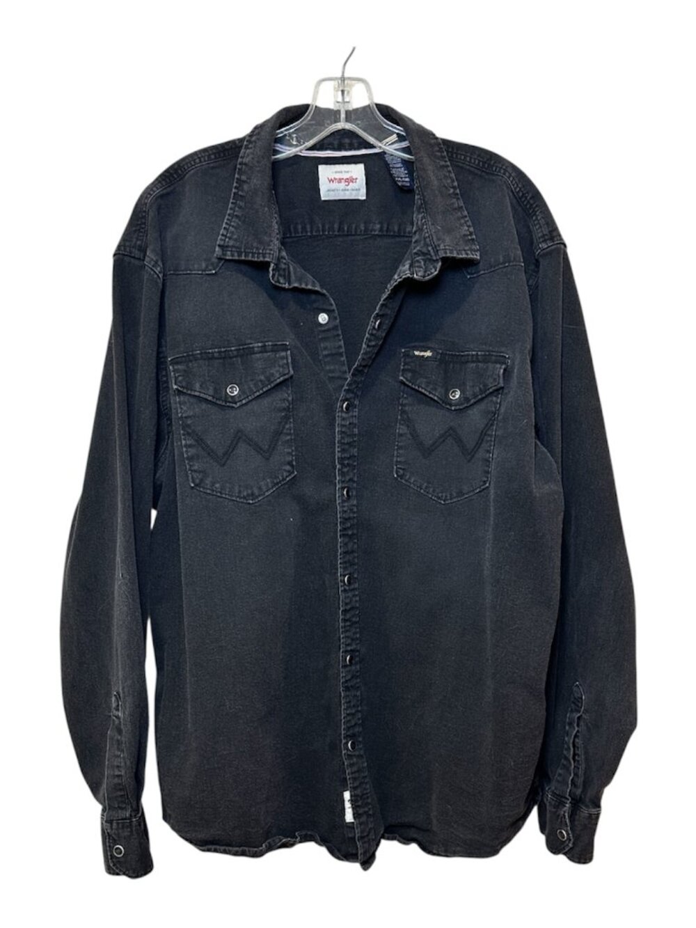 Wrangler Heavy Denim Black Pearl Snap Western Snap Shirt Shacket Mens Size XXL